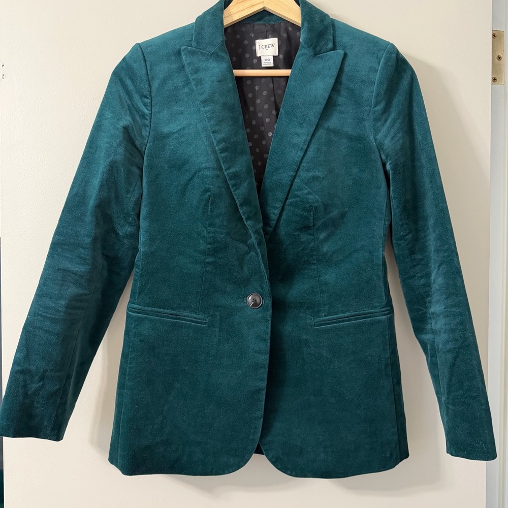 J Crew Factory Emerald Green Velvet Blazer